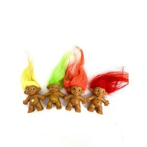 Vintage Lucky Troll Doll Lot of 4 small Troll Dolls Multicolor